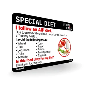 English AIP Diet Card