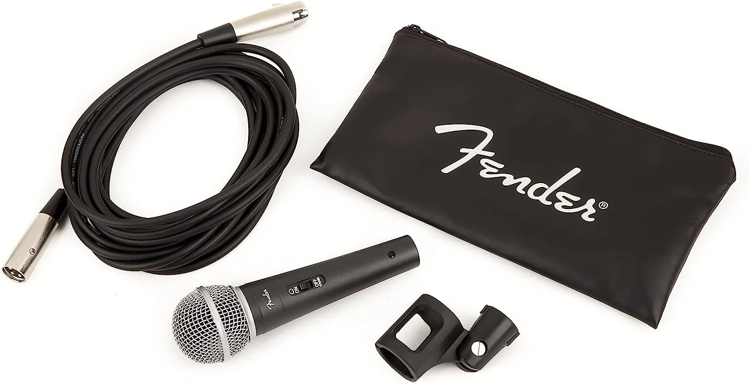 Fender P52S Cardioid Dynamic Microphone Kit, Includes Microphone Cable, Stand Clip, Zippered Pouch