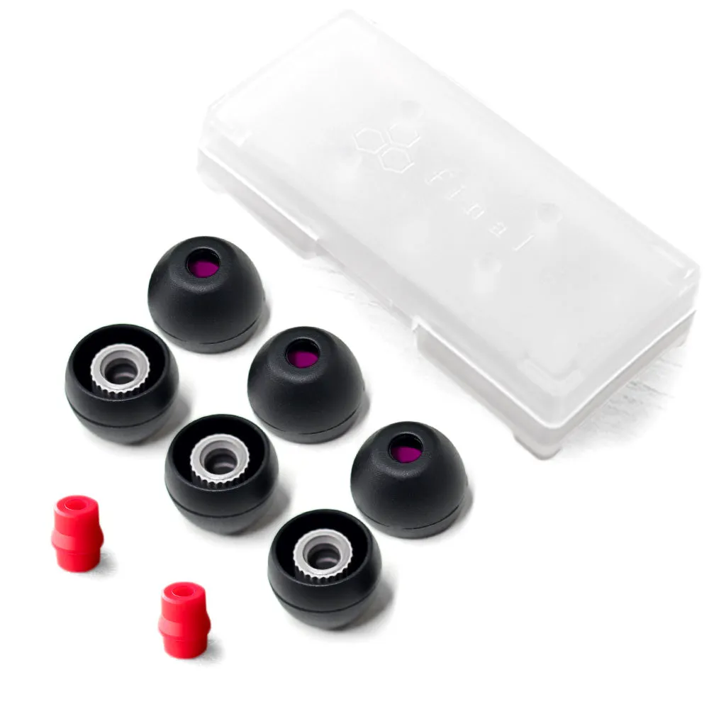 Final Audio Black Black/Red Silicon Type E Tips kit with Case and Nozzle Adapter