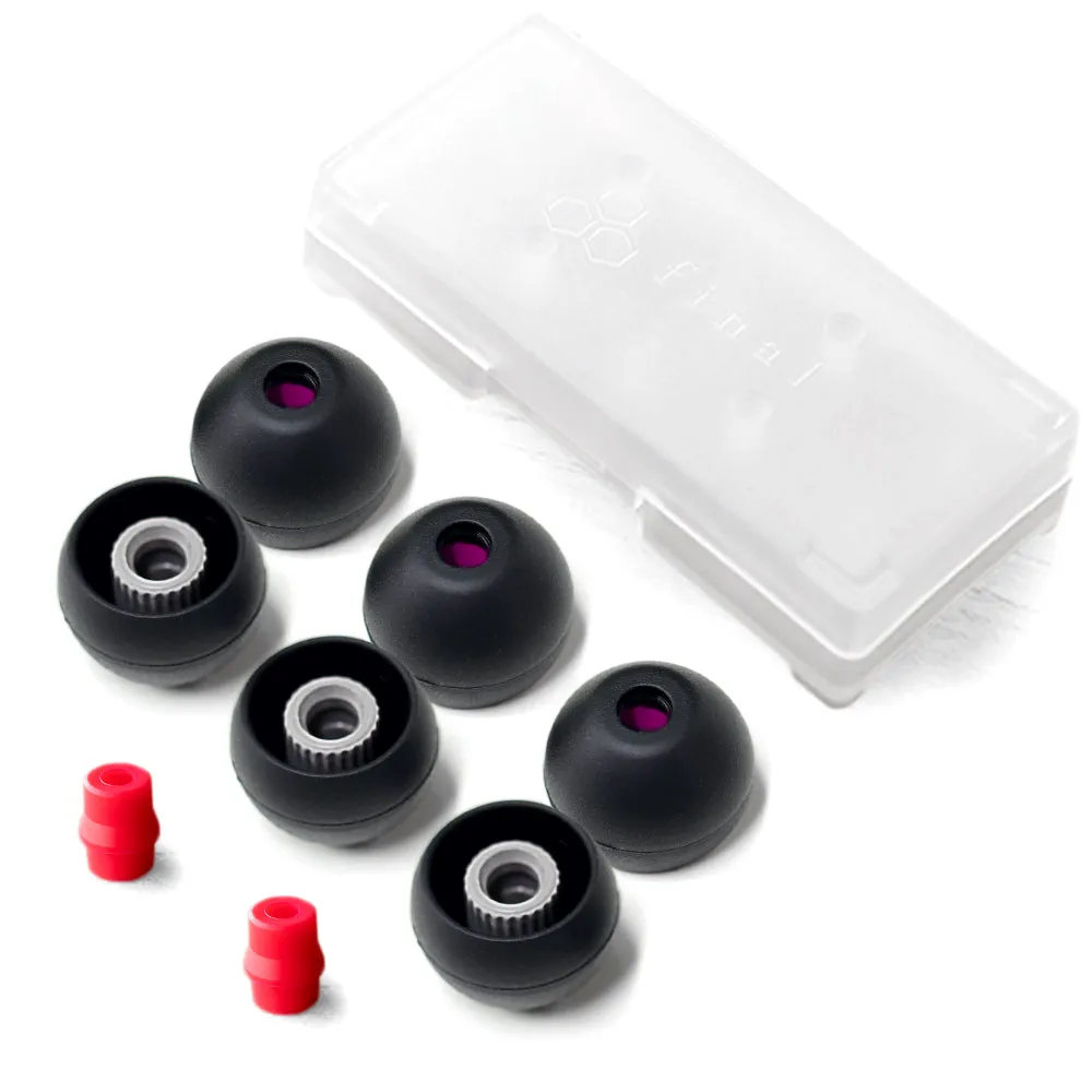 Final Audio Black Black/Red Silicon Type E Tips kit with Case and Nozzle Adapter