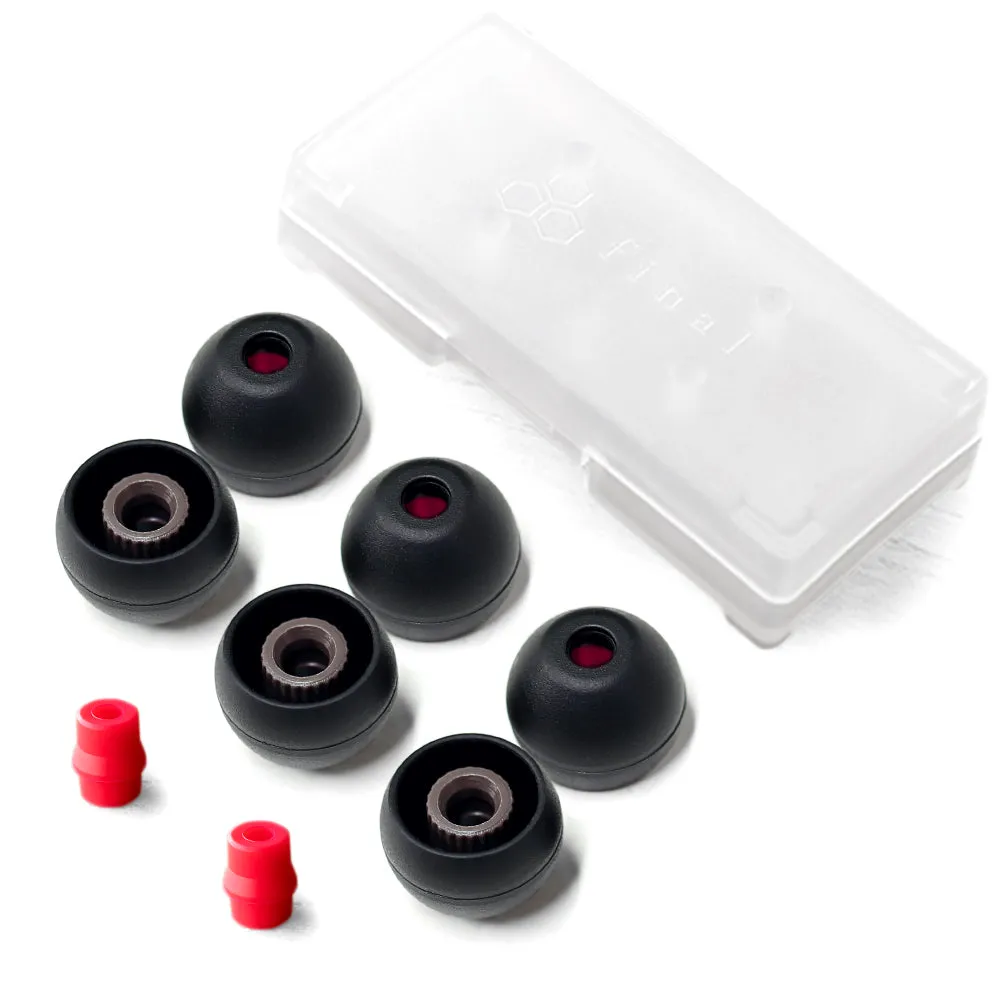 Final Audio Black Black/Red Silicon Type E Tips kit with Case and Nozzle Adapter