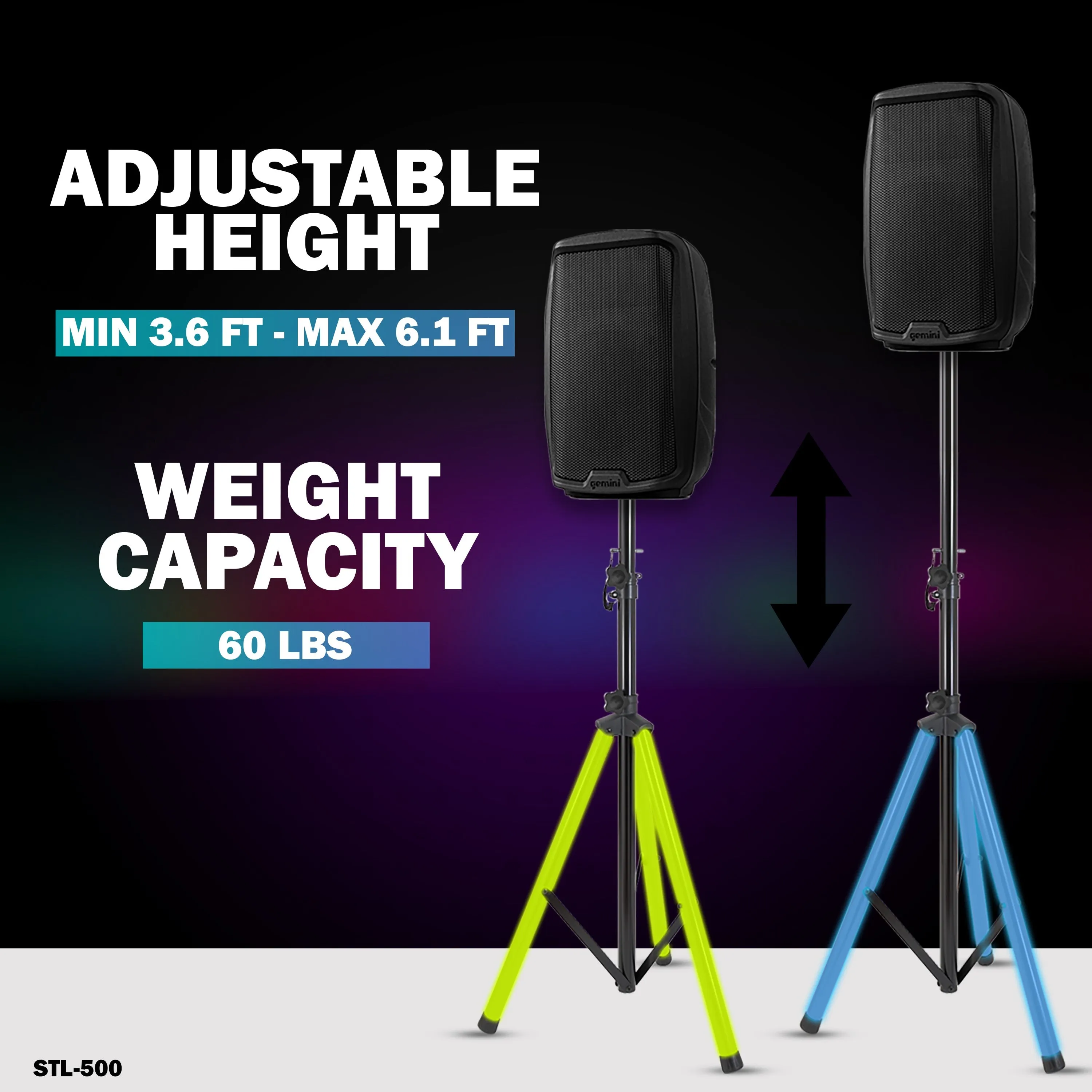 Gemini STL-500 Professional Ultra Bright LED Speaker Stand
