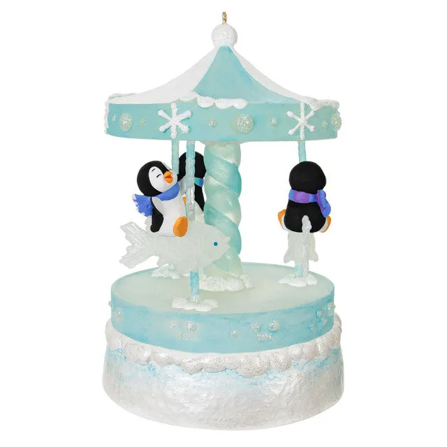 Hallmark 2024 Playful Penguins on Carousel Musical Ornament With Light and Motion
