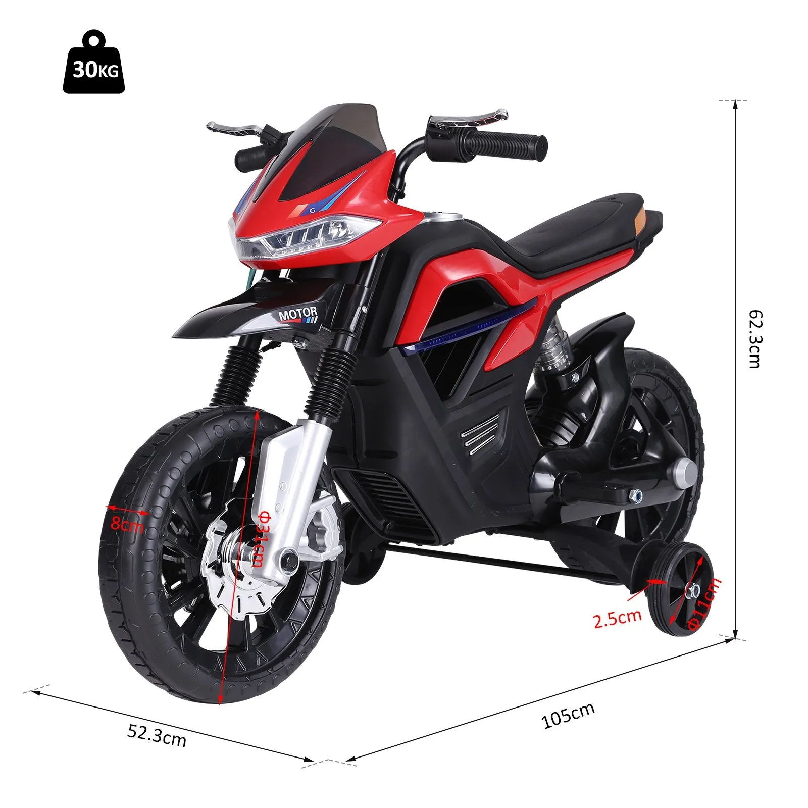 HOMCOM Kids Electric Ride On Motorbike Scooter 6V - Red