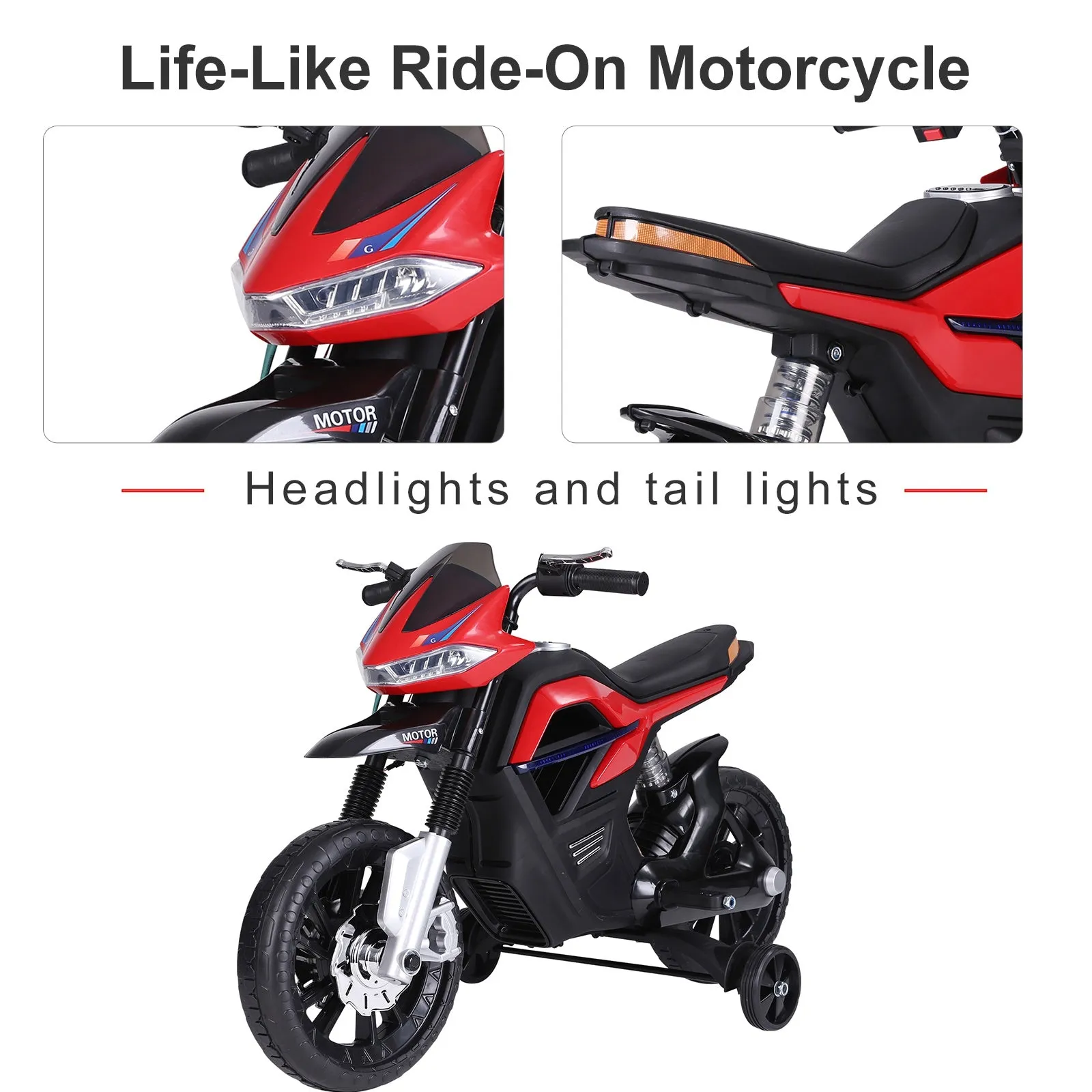 HOMCOM Kids Electric Ride On Motorbike Scooter 6V - Red