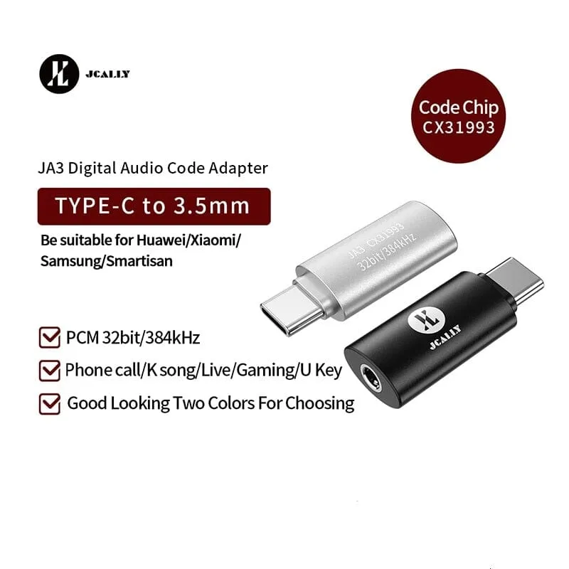 JCALLY JA3 CX31993 Type C To 3.5mm DAC USB C Audio Code Adapter