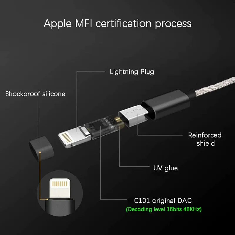 JCALLY JM08L HiFi Earphone Amplifier 3.5mm to Lightning Earphone Adapter