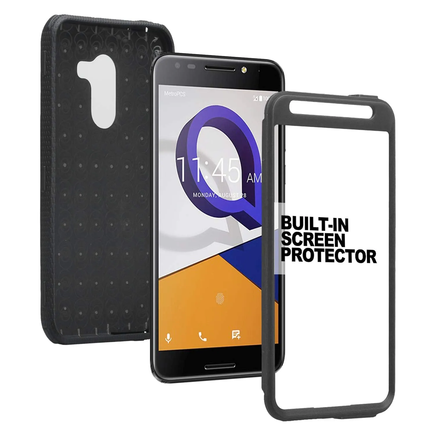 Jitterbug Smart 2, Smart2, A30 Plus, A30 Fierce, Tmobile REVVL, A30 Walters Case, Triple Protection 3-in-1 Heavy Duty Holster Shell Combo Clip Cover - Black