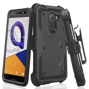 Jitterbug Smart 2, Smart2, A30 Plus, A30 Fierce, Tmobile REVVL, A30 Walters Case, Triple Protection 3-in-1 Heavy Duty Holster Shell Combo Clip Cover - Black