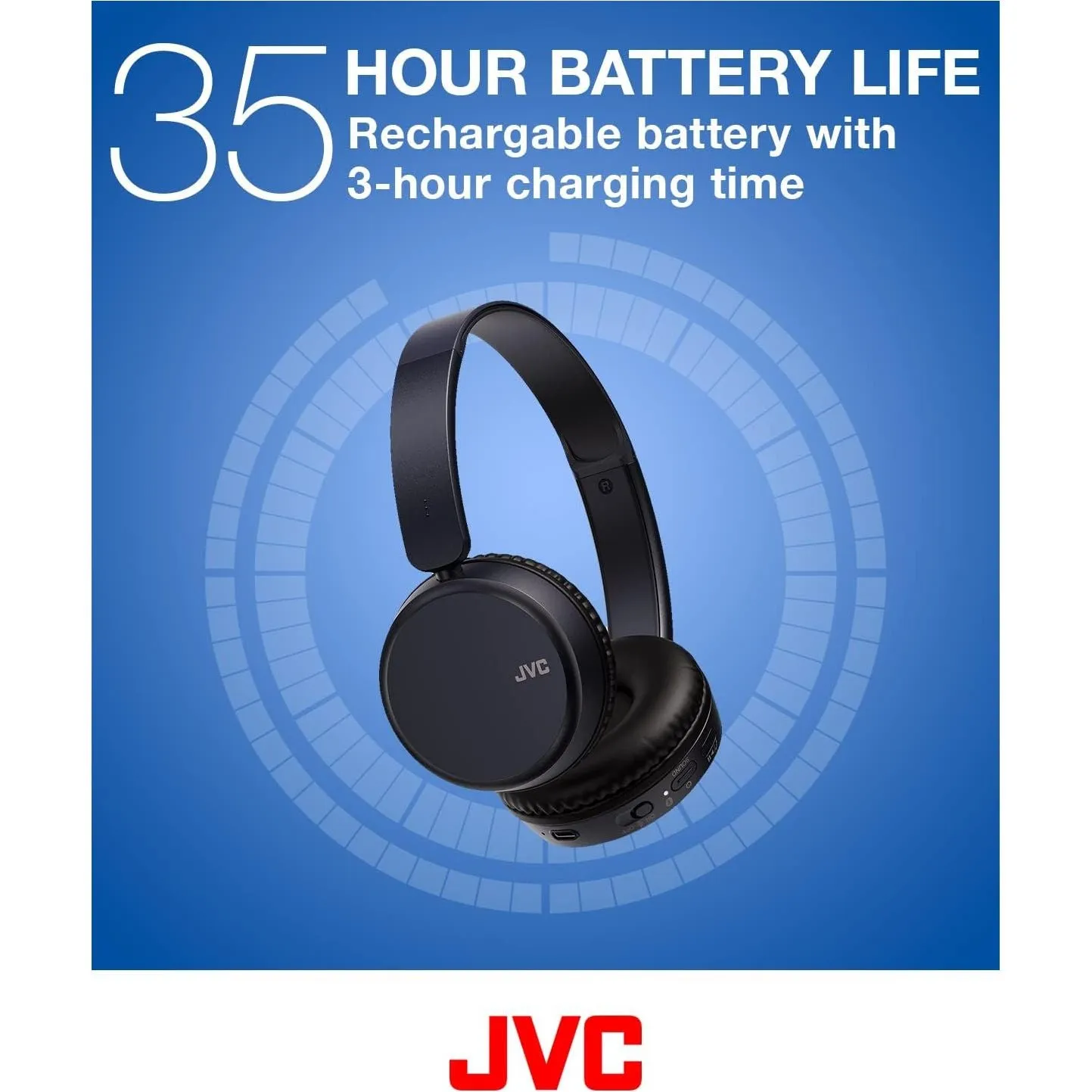 JVC HA-S36WA Bluetooth 5.2 Over-Ear Headphones - Lightweight, Blue