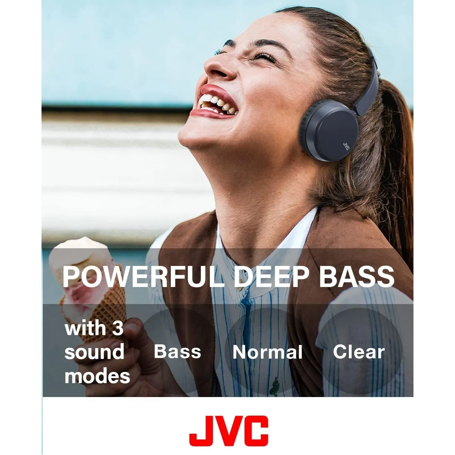 JVC HA-S36WA Bluetooth 5.2 Over-Ear Headphones - Lightweight, Blue
