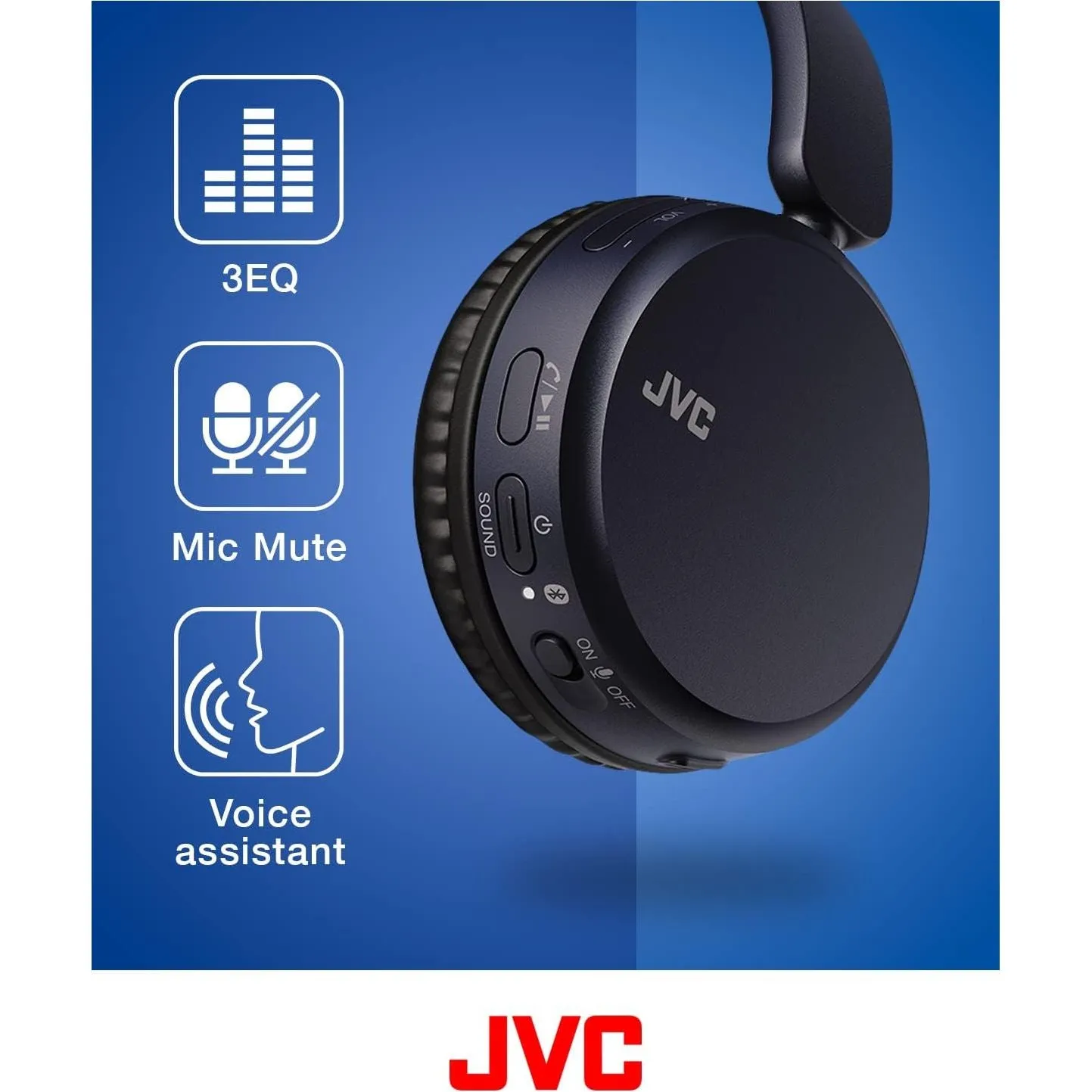 JVC HA-S36WA Bluetooth 5.2 Over-Ear Headphones - Lightweight, Blue