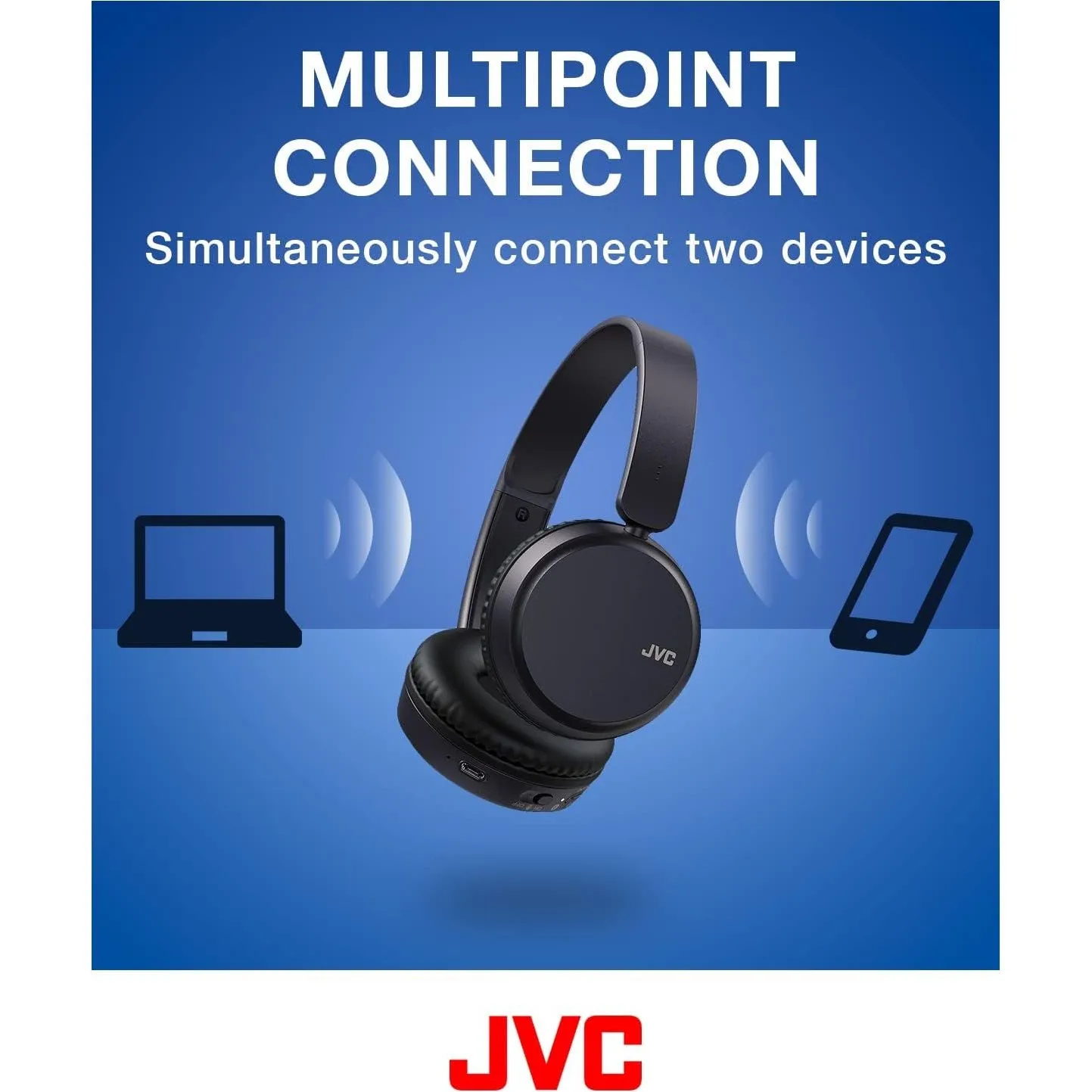 JVC HA-S36WA Bluetooth 5.2 Over-Ear Headphones - Lightweight, Blue