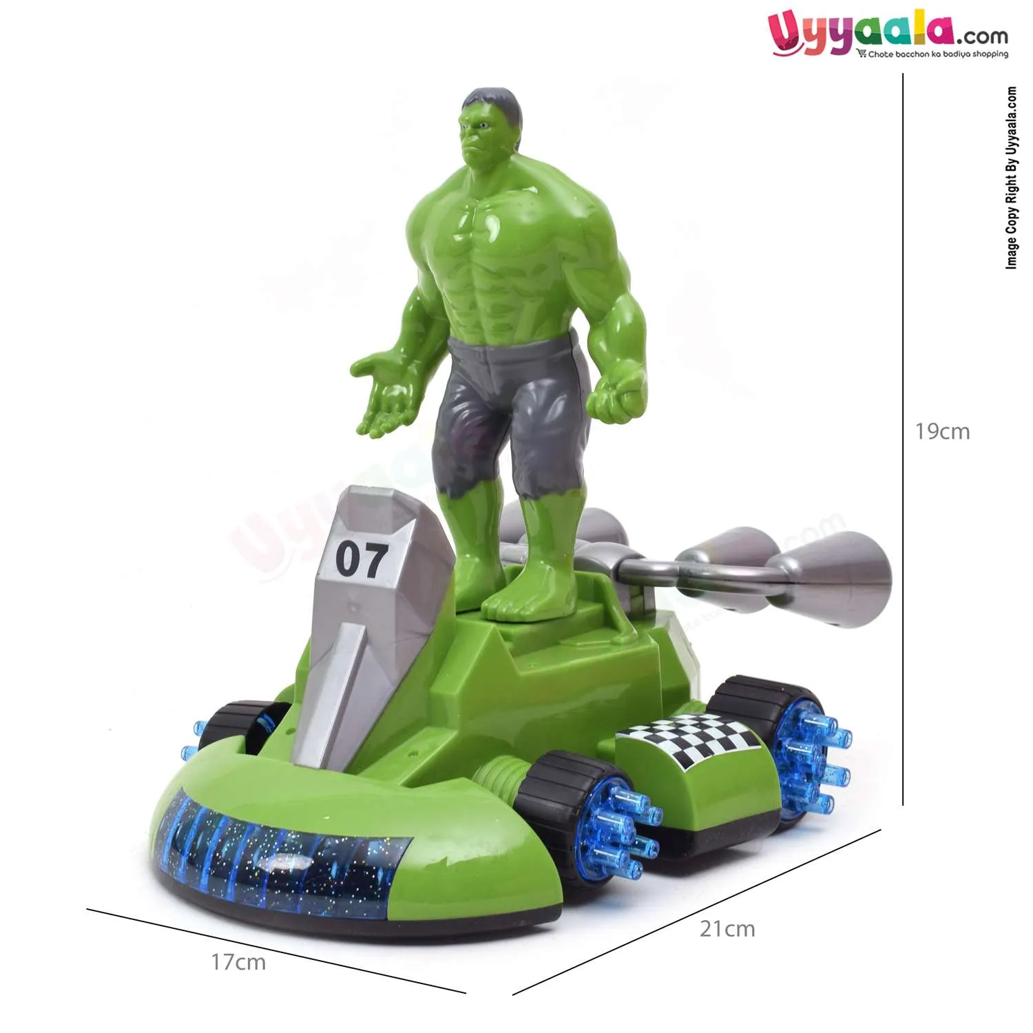 KART HERO Hulk cartoon car, battery operated toy with music & 5D light for kids