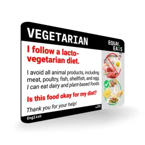Lacto Vegetarian Card in English (Printable)