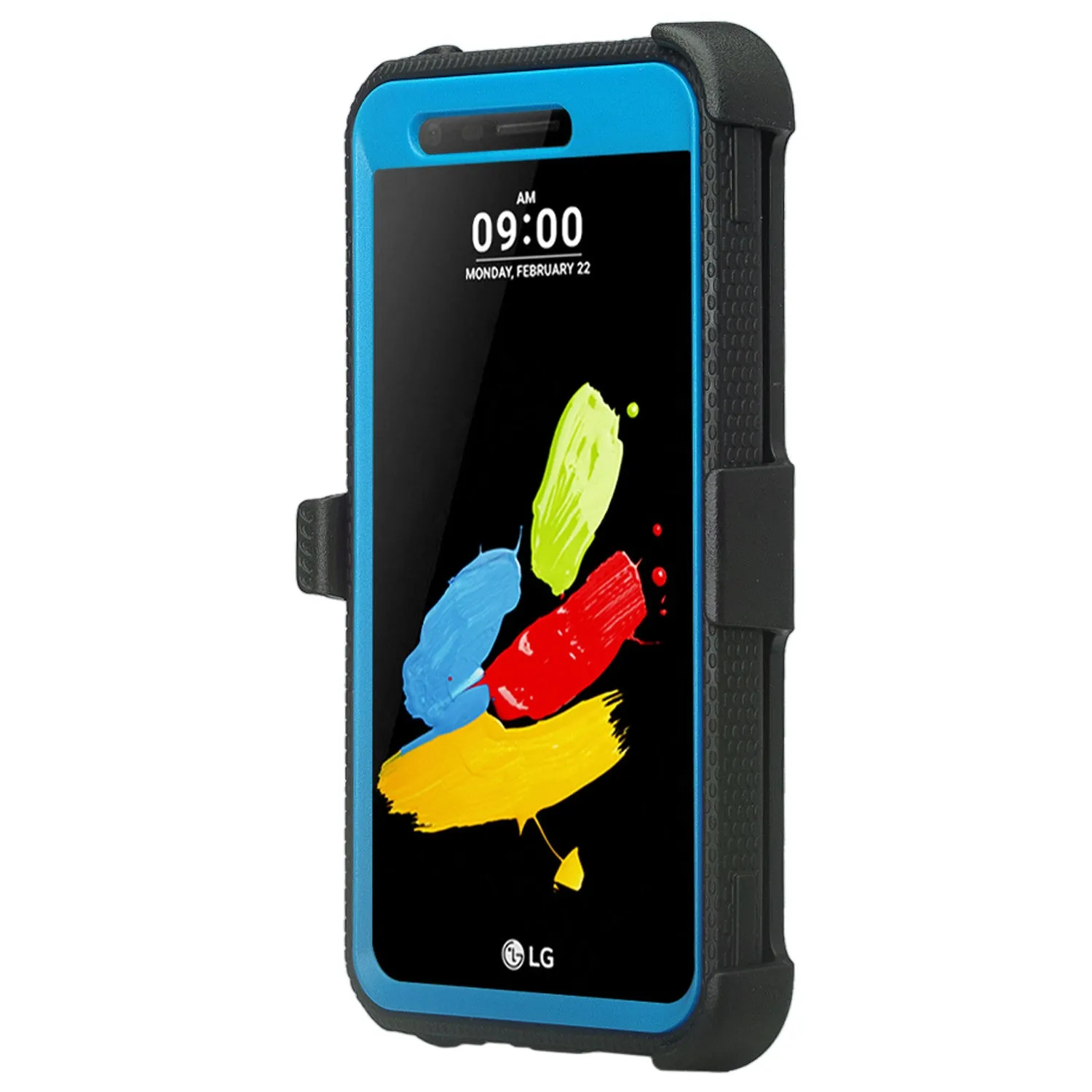 LG Aristo Case, K4 2017, K8 2017, Risio 2, Phoenix 3, Fortune, Triple Protection 3-1 w/ Built in Screen Protector Heavy Duty Holster Shell Combo Case - Blue