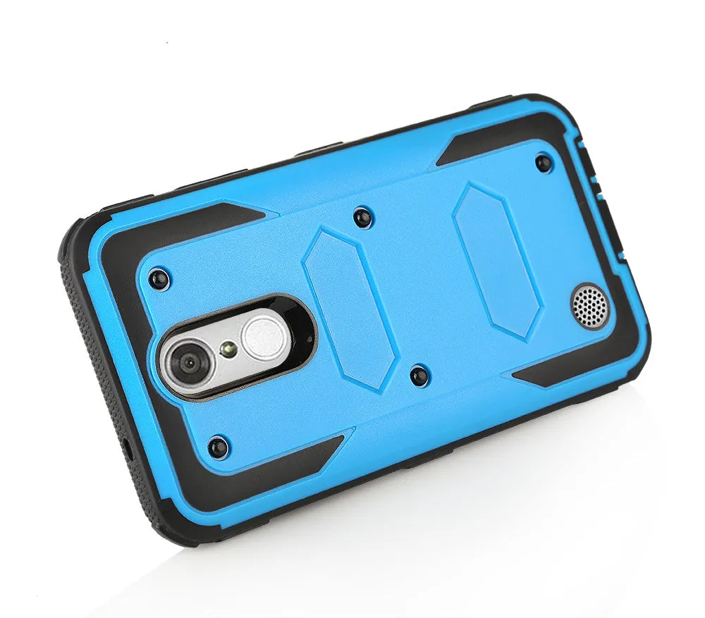 LG Aristo Case, K4 2017, K8 2017, Risio 2, Phoenix 3, Fortune, Triple Protection 3-1 w/ Built in Screen Protector Heavy Duty Holster Shell Combo Case - Blue