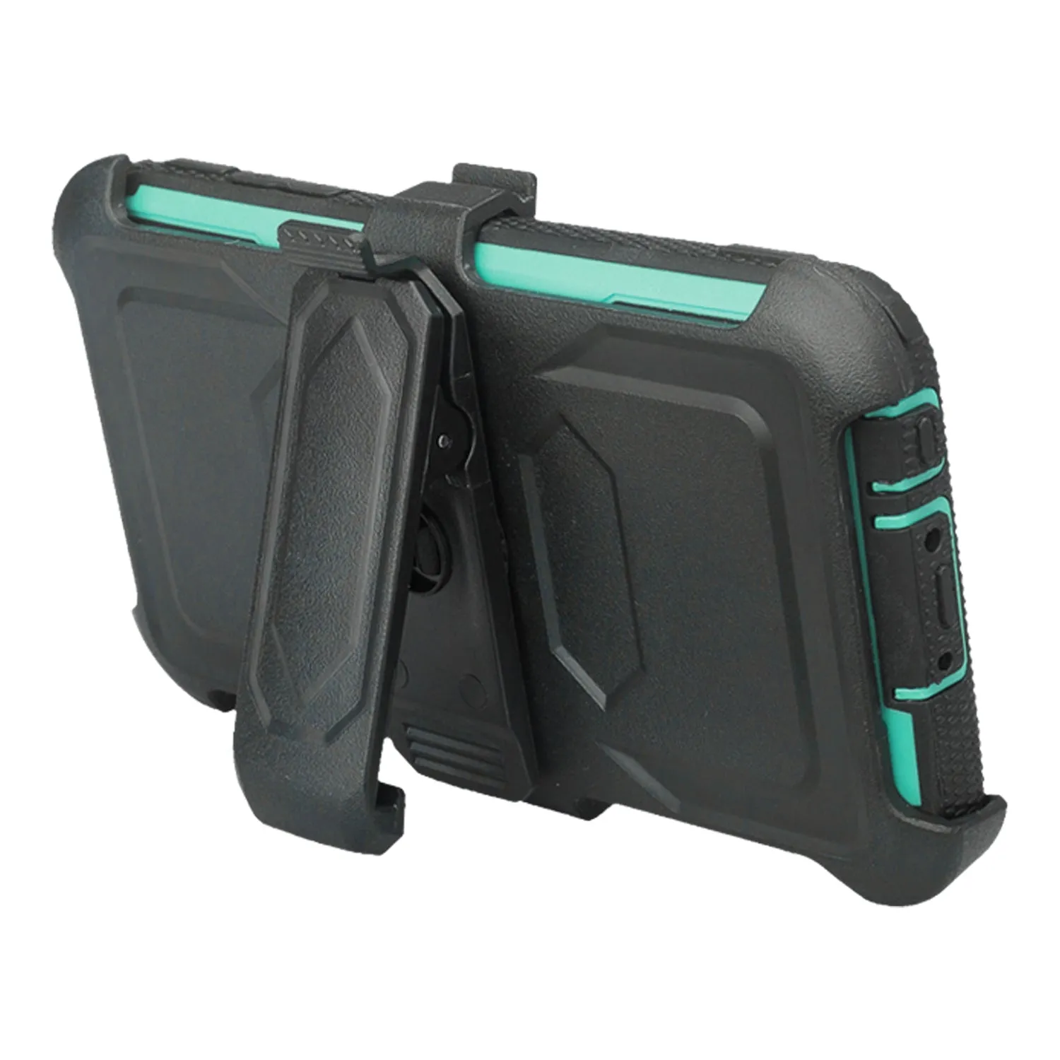 LG K10 (2018) Case, K30, Premier Pro, K10 Plus, Phoenix Plus, Xpression Plus, K10α, X4 Plus, X410, MS245, Triple Protection 3-1 w/ Built in Screen Protector Heavy Duty Holster Shell Combo Case - Teal
