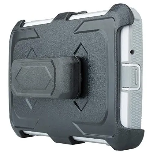 LG K7 | Tribute 5 | Treasure Case, Triple Protection 3-1 w/ Built in Screen Protector Heavy Duty Holster Shell Combo Case - White