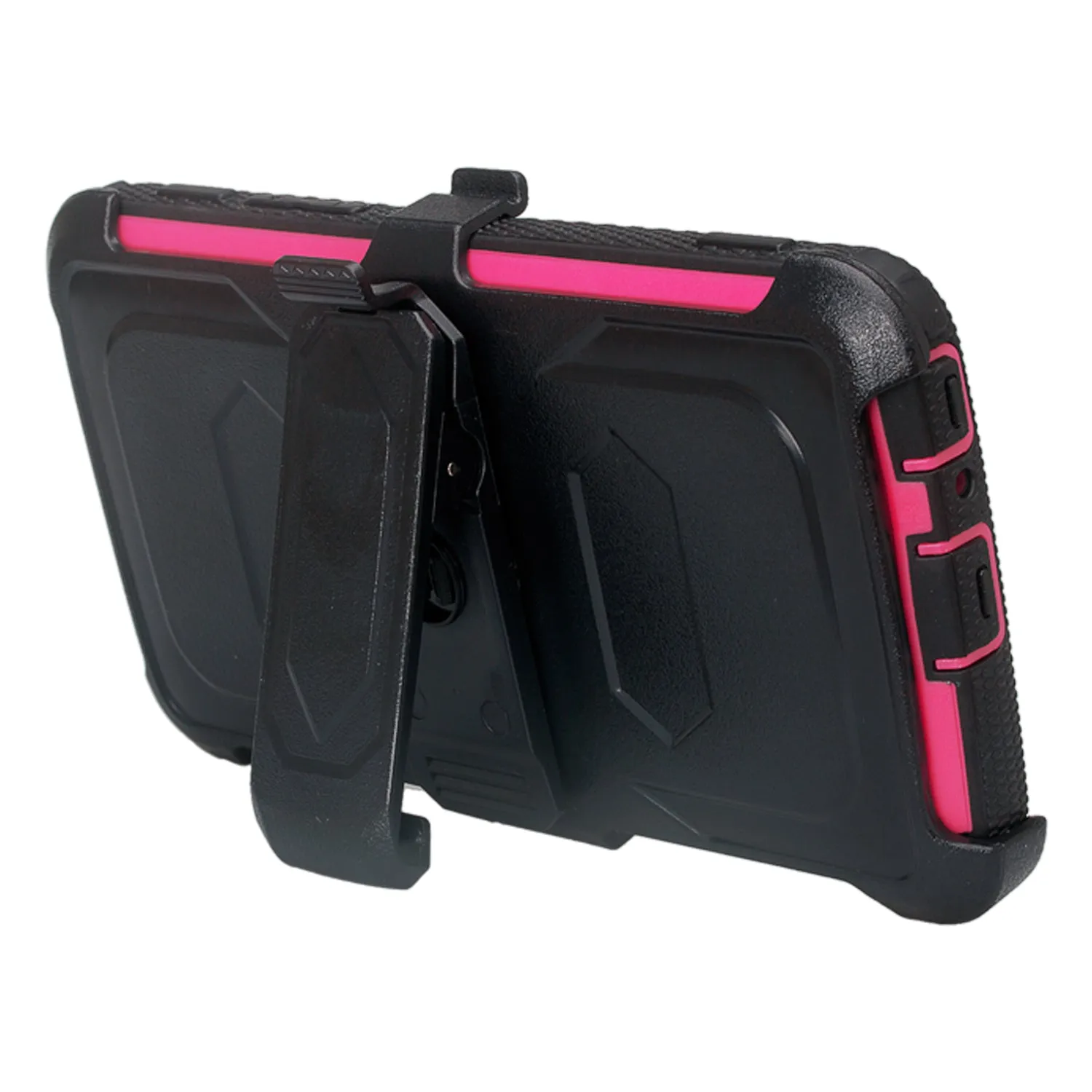 LG Stylo 3 Case, LG Stylo 3 Plus Case, Triple Protection 3-1 w/ Built in Screen Protector Heavy Duty Holster Shell Combo Case for LG Stylo 3 - Hot Pink