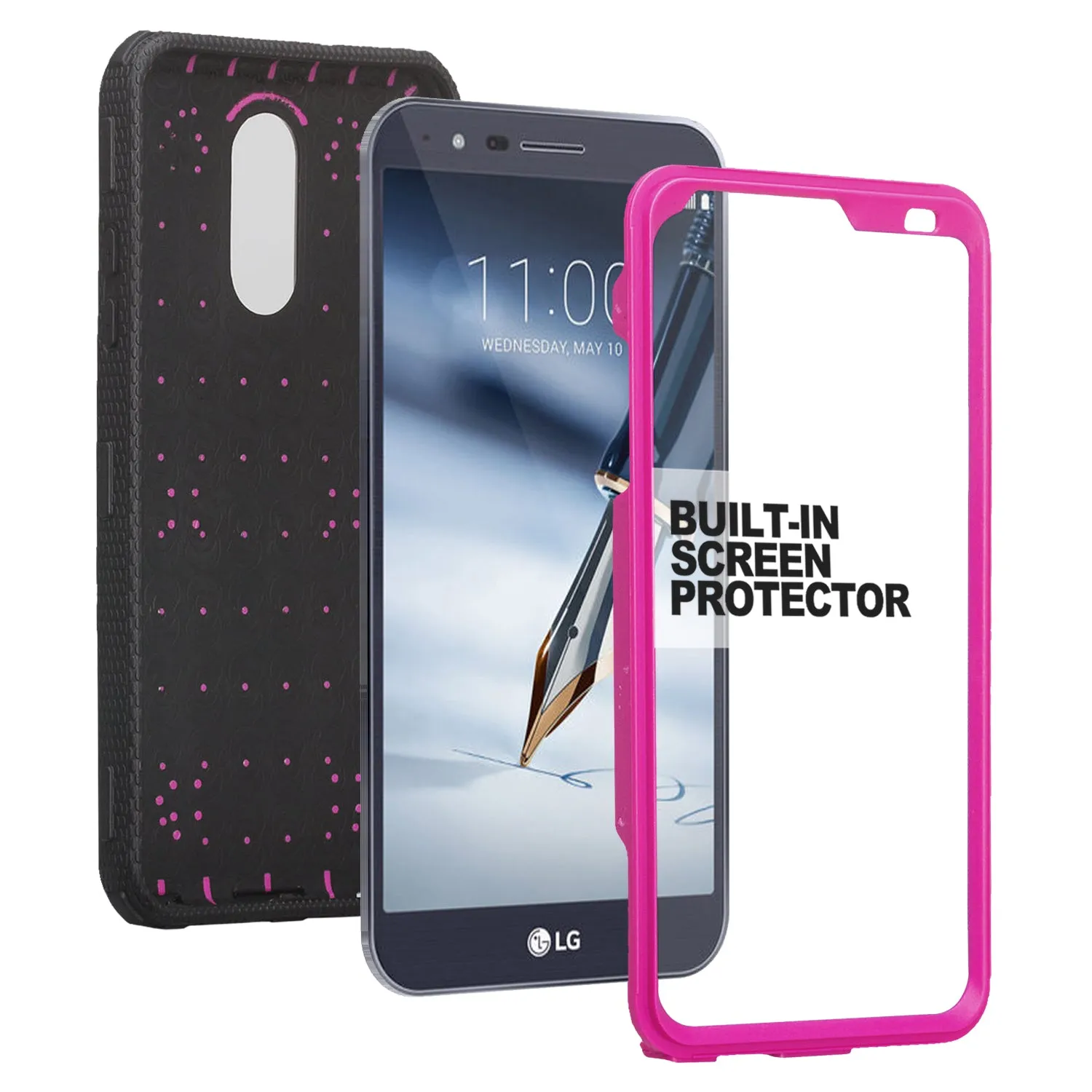 LG Stylo 5 Case, Stylo 5, Triple Protection 3-1 w/ Built in Screen Protector Heavy Duty Holster Shell Combo Case - Purple