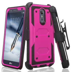 LG Stylo 5 Case, Stylo 5, Triple Protection 3-1 w/ Built in Screen Protector Heavy Duty Holster Shell Combo Case - Purple