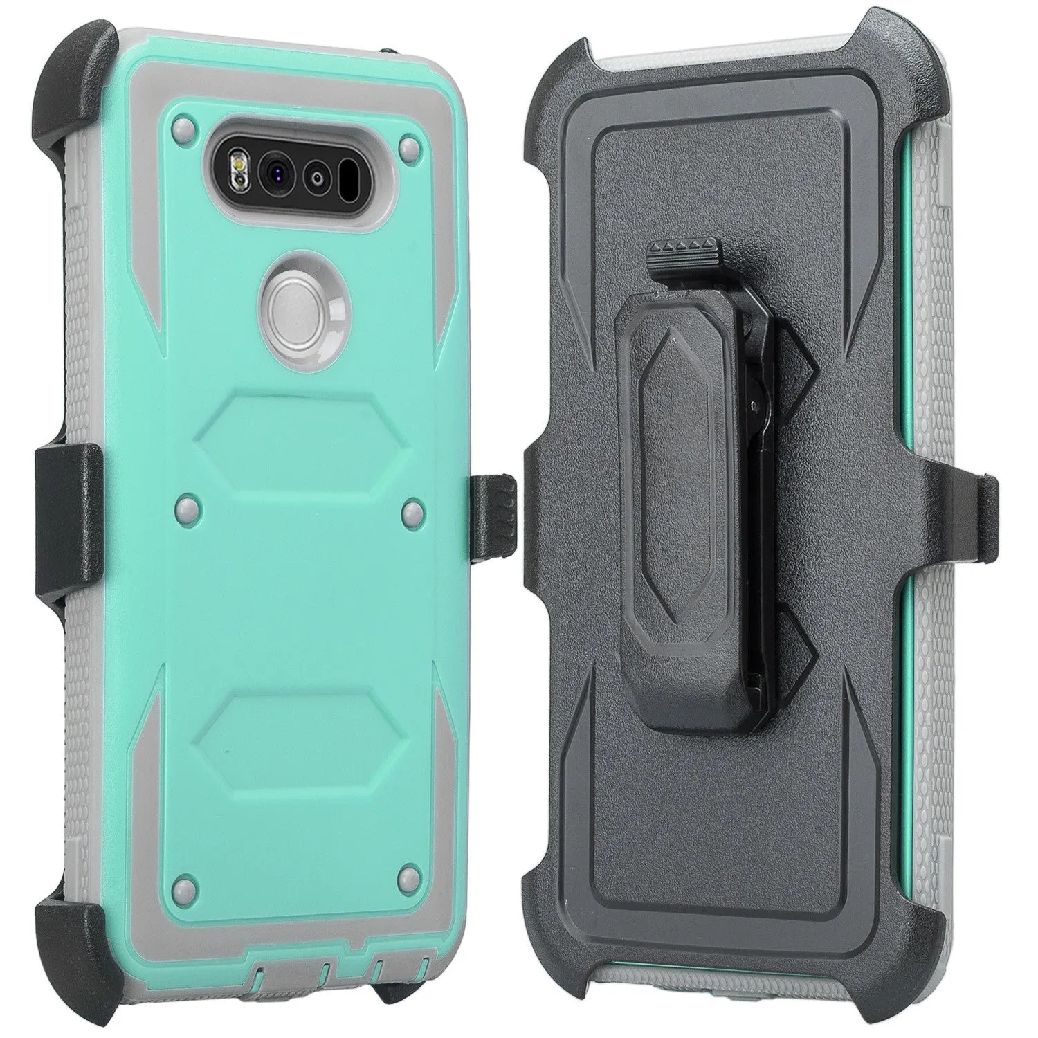 LG V20 Case, Heavy Duty Armor Holster [Built in Screen Protector] Hybrid Combo for LG V20 - Teal