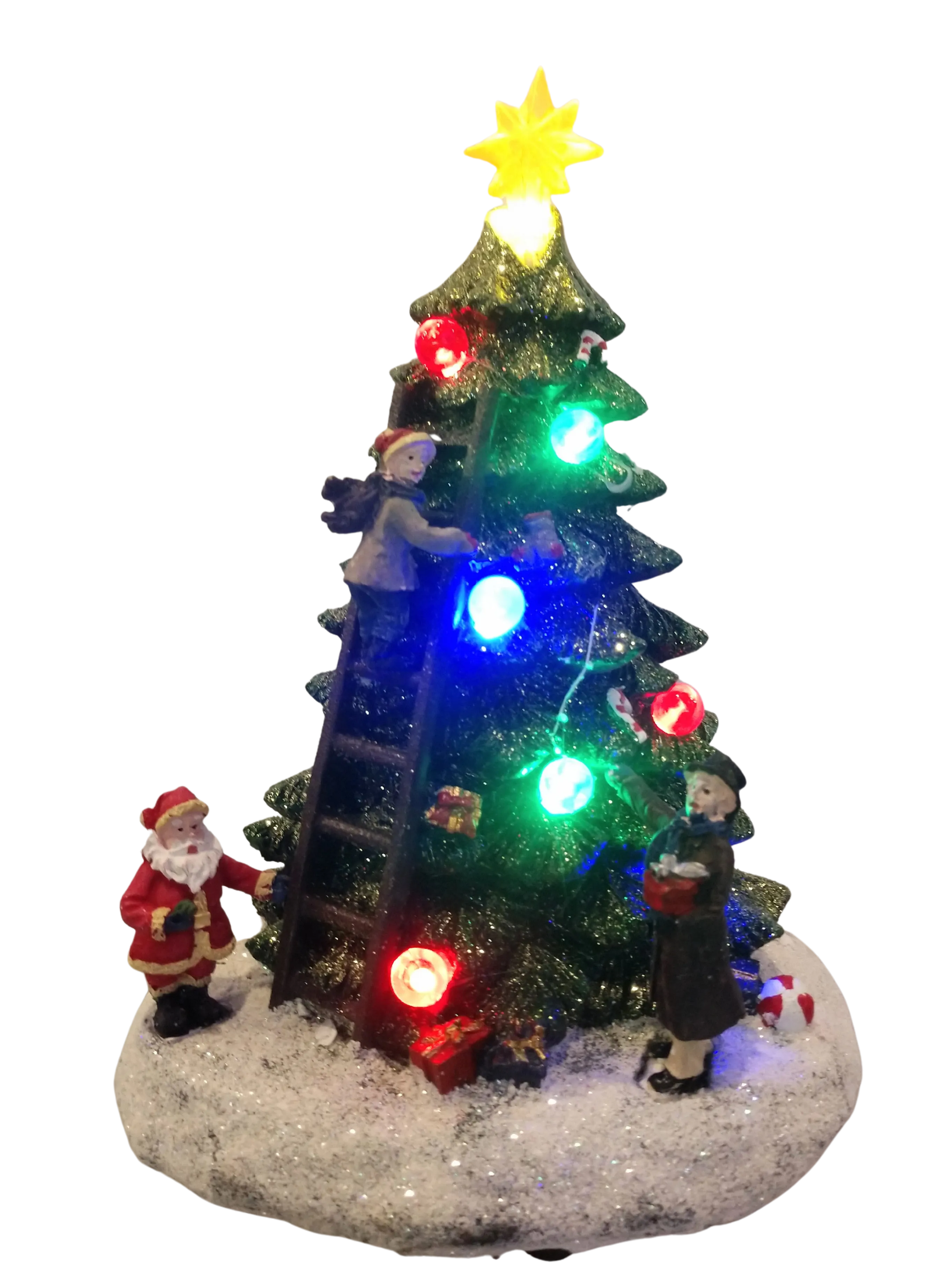 Light Up Musical Christmas Tree with Santa 8"x5" resin