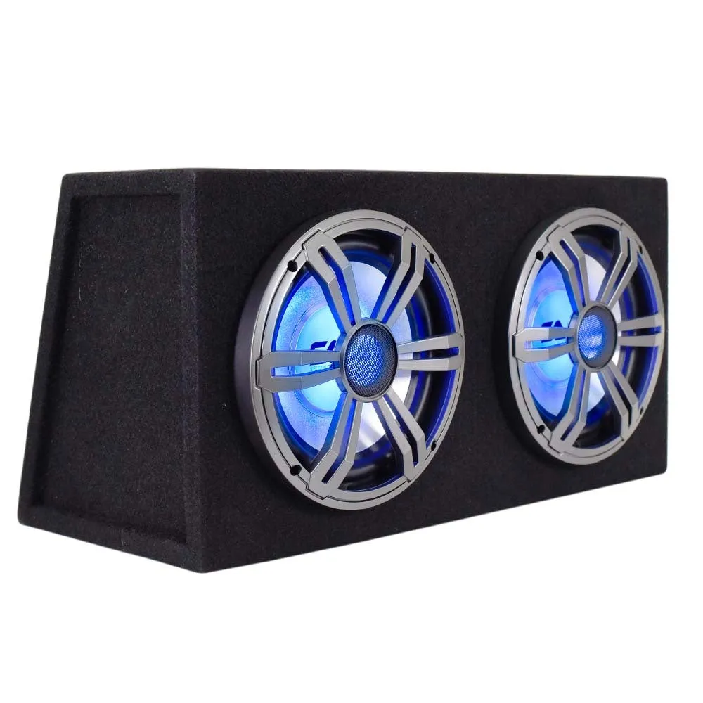 LightRage088 - Dual 8 Inch 800 Watt Car Audio Subwoofer Enclosure with RGB Illumination