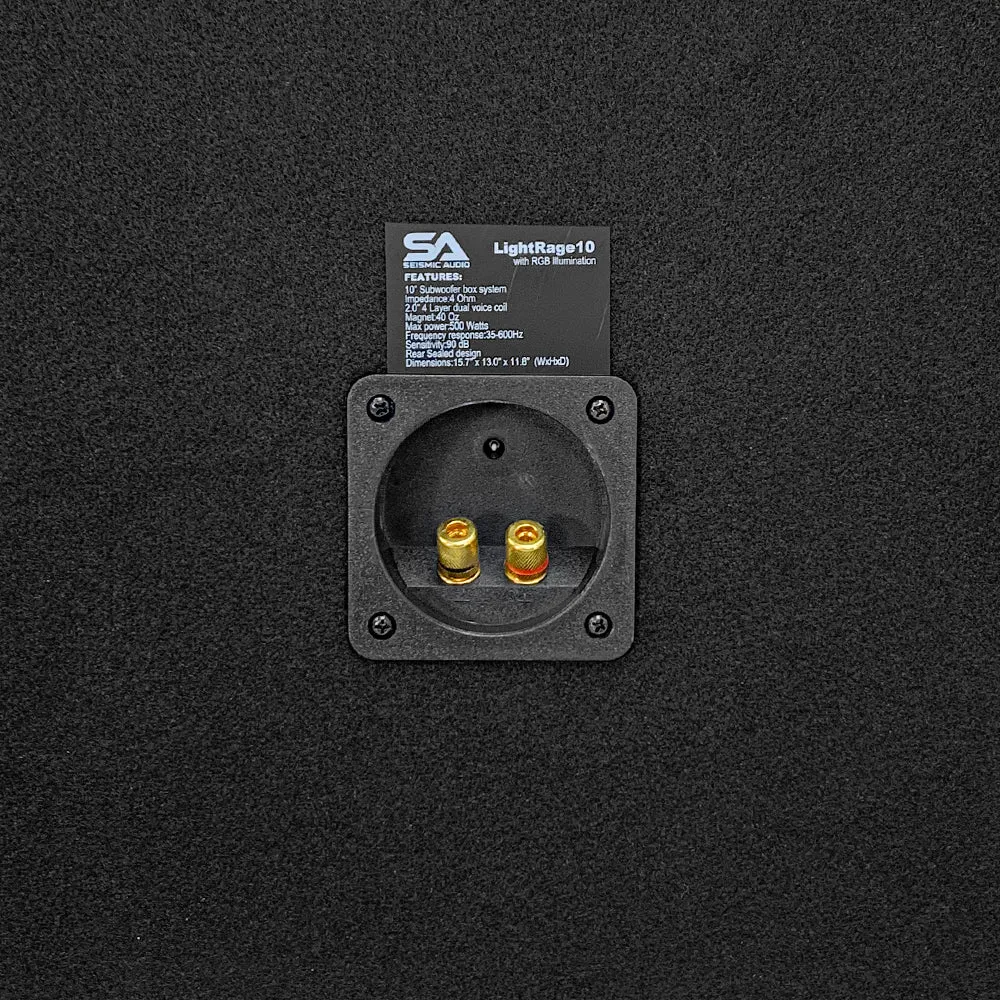 LightRage10 - 10 Inch 500 Watt Car Audio Subwoofer Enclosure with RGB Illumination