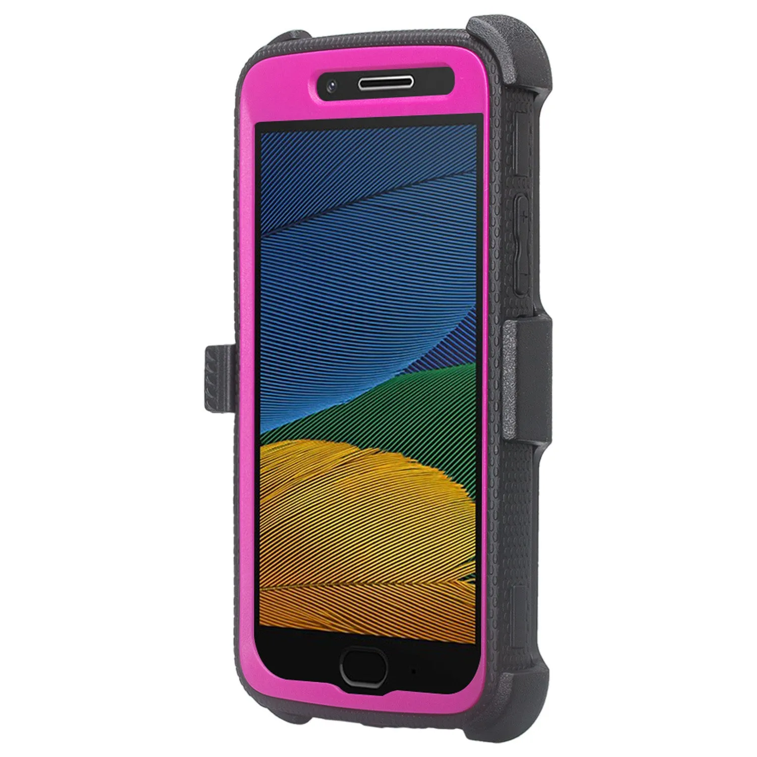 Motorola Moto G5 Plus Case, Triple Protection 3-1 w/ Built in Screen Protector Heavy Duty Holster Shell Combo Case for Moto G5 Plus - Purple