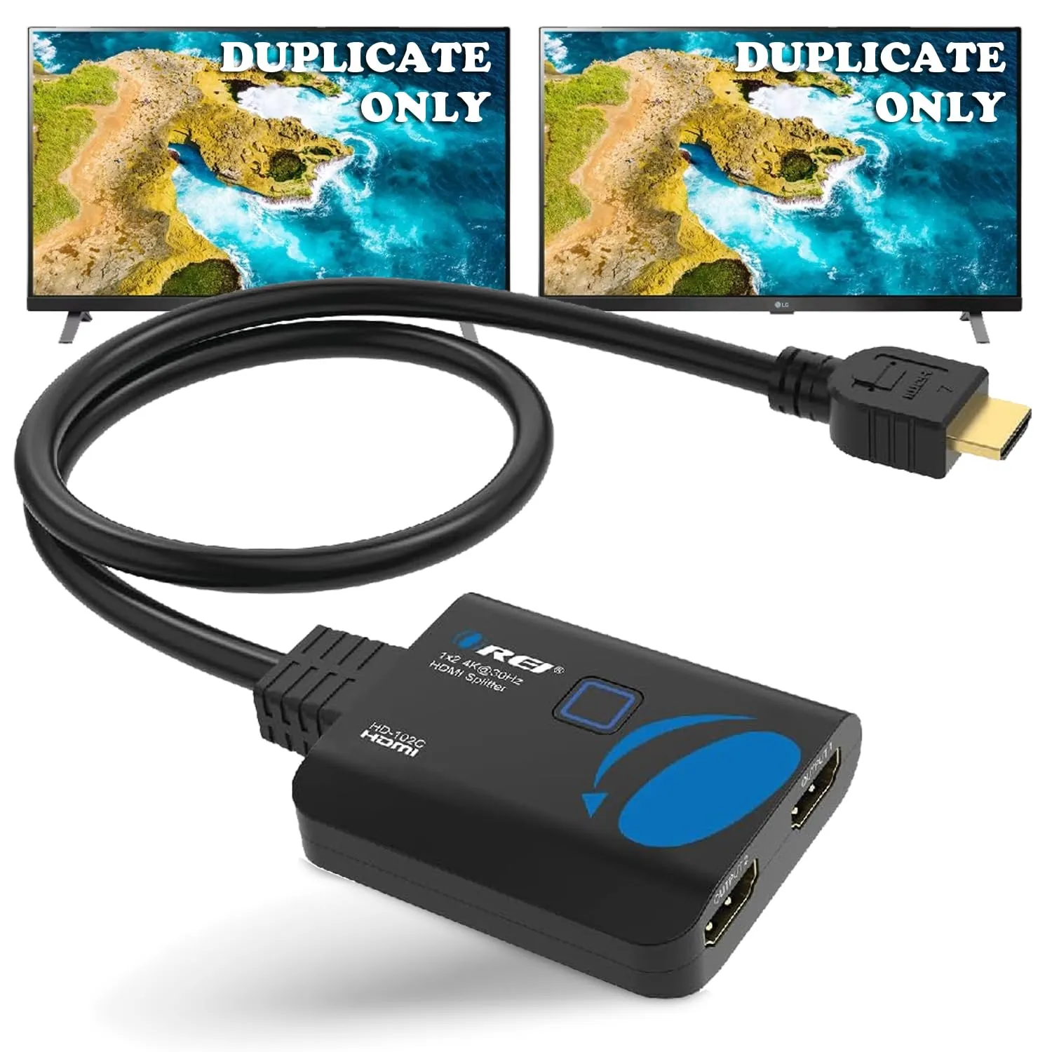 OREI HDMI Splitter 1 input 2 output 4K@30Hz with HDMI Male Connector (HD-102C)