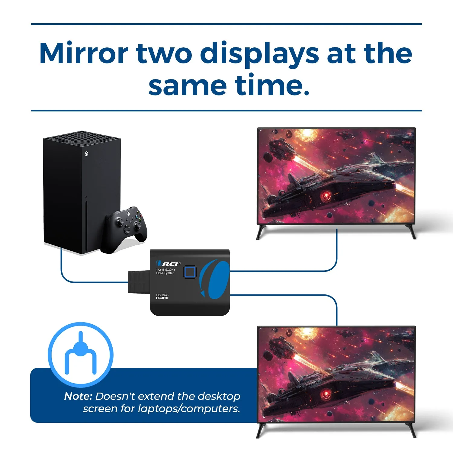 OREI HDMI Splitter 1 input 2 output 4K@30Hz with HDMI Male Connector (HD-102C)