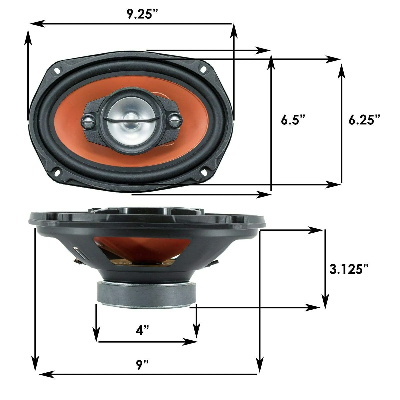 Pair of Audiobank 6x9 1000 Watt 4-Way Car Audio Stereo Coaxial Speakers - AB790