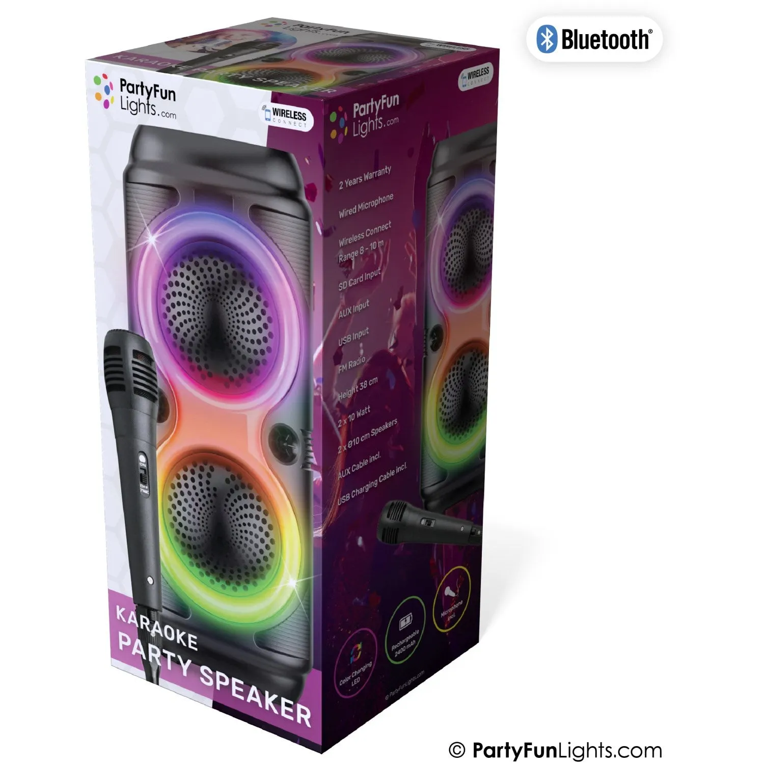 Party Funlight Karaoke Speaker with Microphone