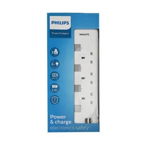 Philips 3 Way Ext. Socket & 2 Usb 2M