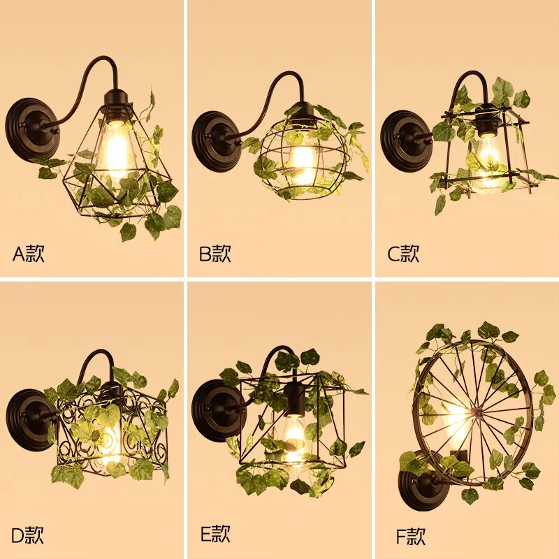 Plant Wall Lamp Creative Music Restaurant Bar Industrial Wind Wheel Lamp Personality Clear Bar Restaurant Bar Decoration Lamp