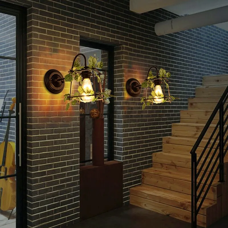 Plant Wall Lamp Creative Music Restaurant Bar Industrial Wind Wheel Lamp Personality Clear Bar Restaurant Bar Decoration Lamp