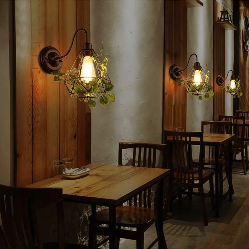 Plant Wall Lamp Creative Music Restaurant Bar Industrial Wind Wheel Lamp Personality Clear Bar Restaurant Bar Decoration Lamp