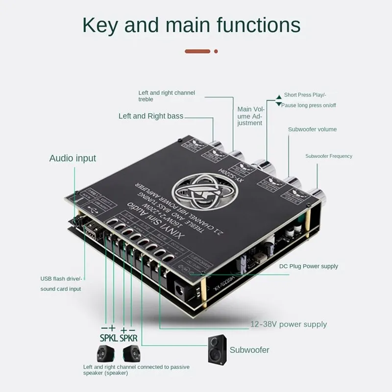 Power Amplifier Board Bluetooth Module 2.1 Channel High And Low Tone