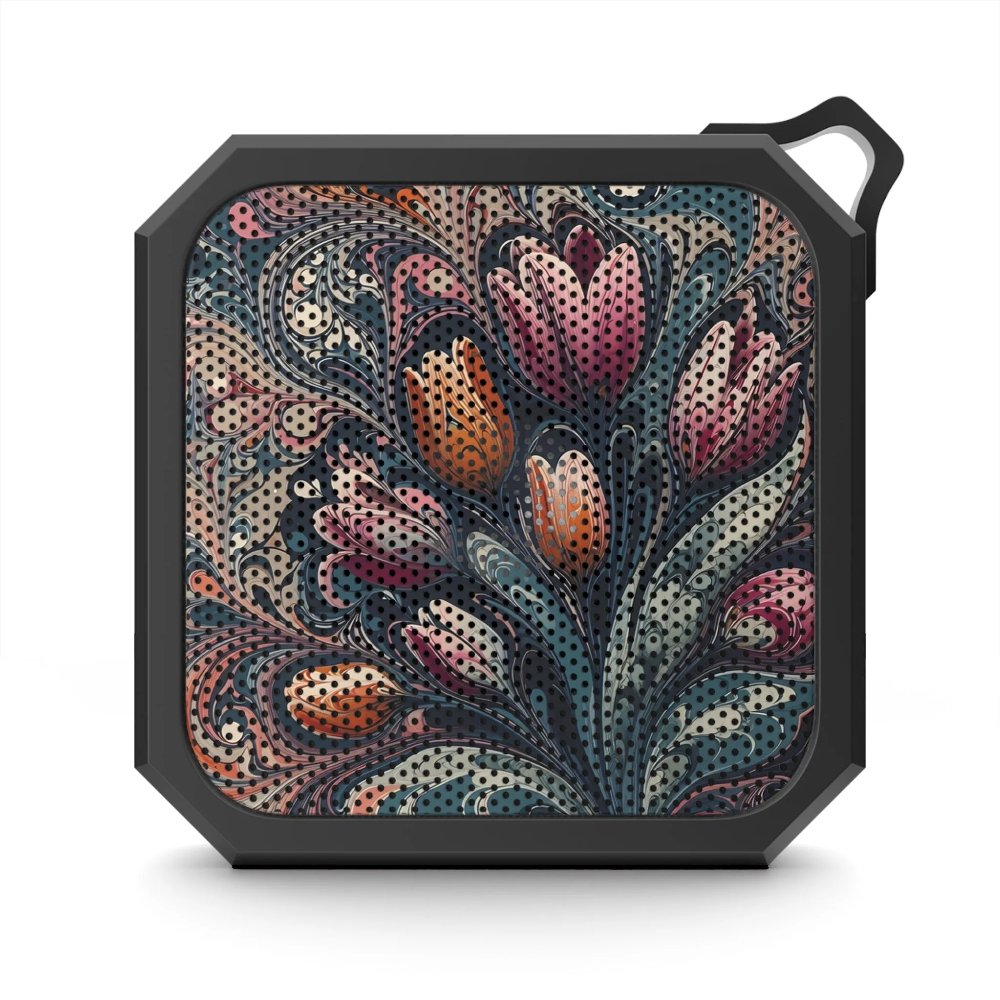 Purple traditional tile art tulip pattern Blackwater Outdoor Bluetooth Speaker