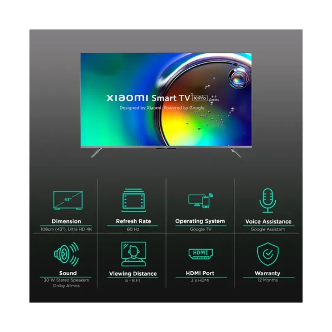 Redmi X Pro 108 cm (43 inches)  4K Dolby Vision IQ Series Smart Google TV L43M8-5XIN (Black)