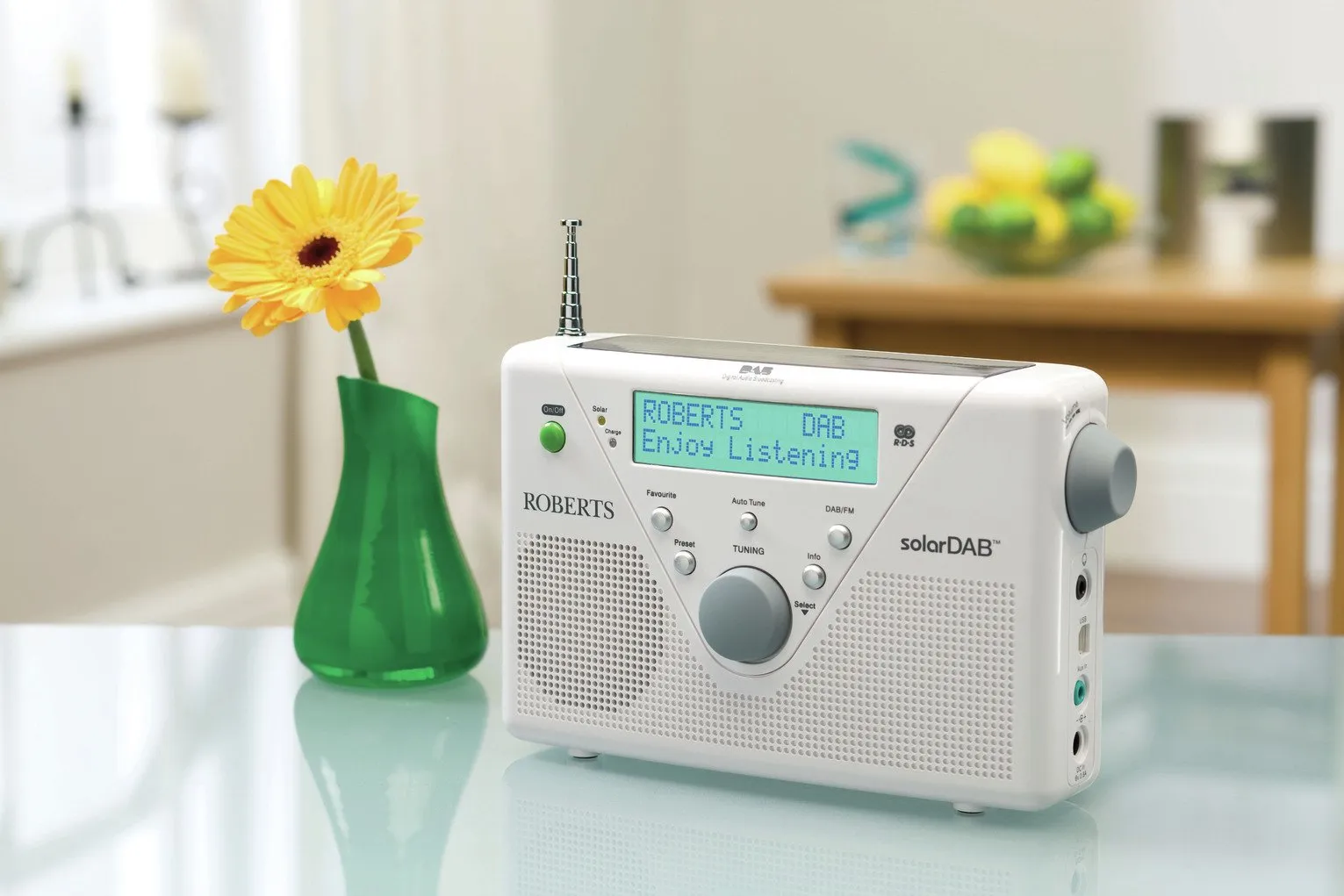 Roberts Solar DAB/DAB /FM Clock Radio with Integral Solar Panel