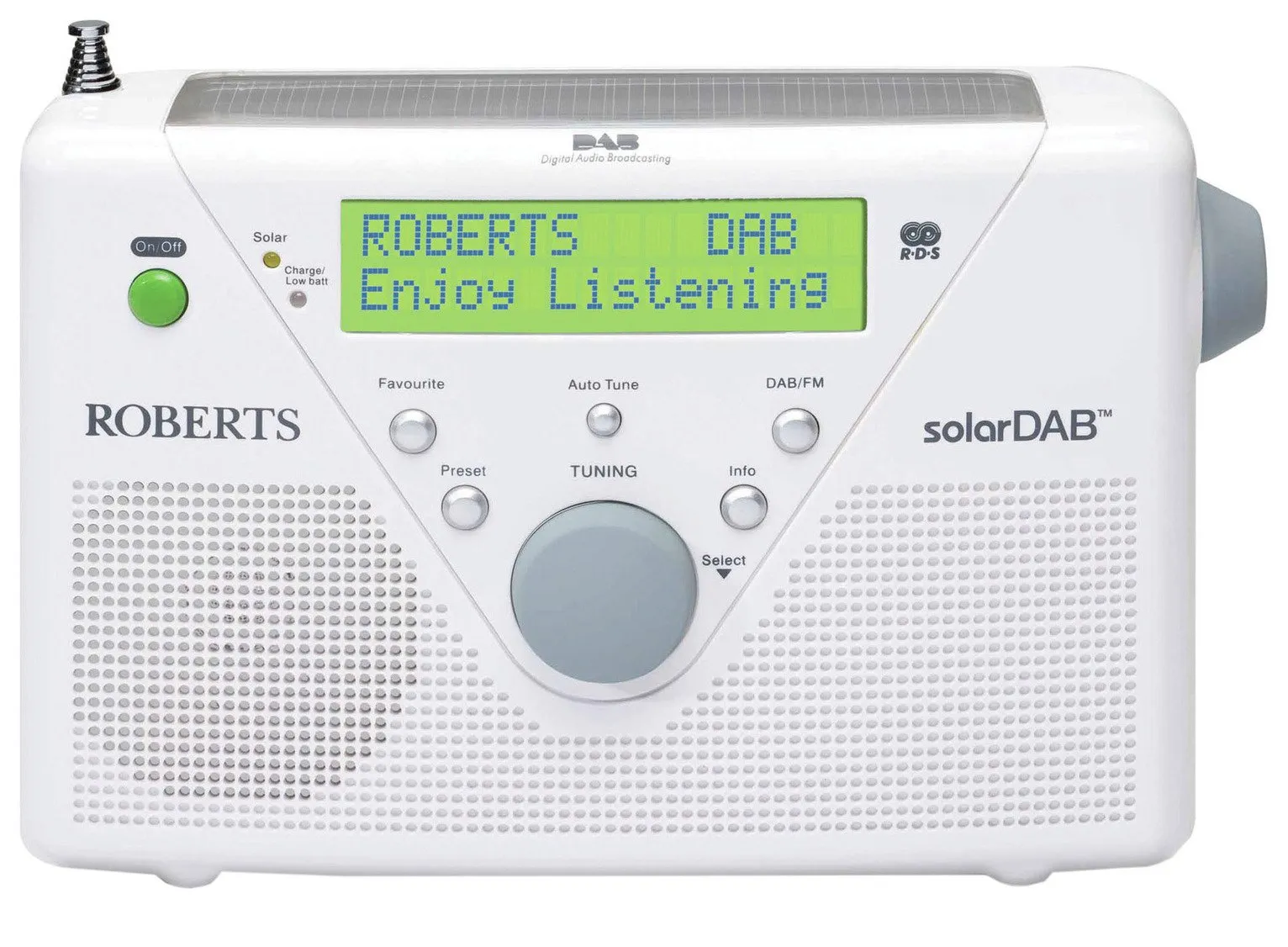 Roberts Solar DAB/DAB /FM Clock Radio with Integral Solar Panel