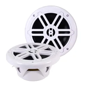SA-08M01W - Pair of White 8 Inch 200 Watt 2-Way Waterproof Boat/Marine Speakers - 400 Watts Total