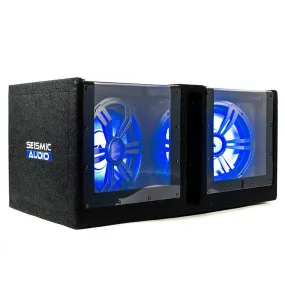 SA-PGSV10LED - Dual 10 Inch Vented 1000 Watt Car Audio Subwoofer Box with LED Lights & Plexiglass Window