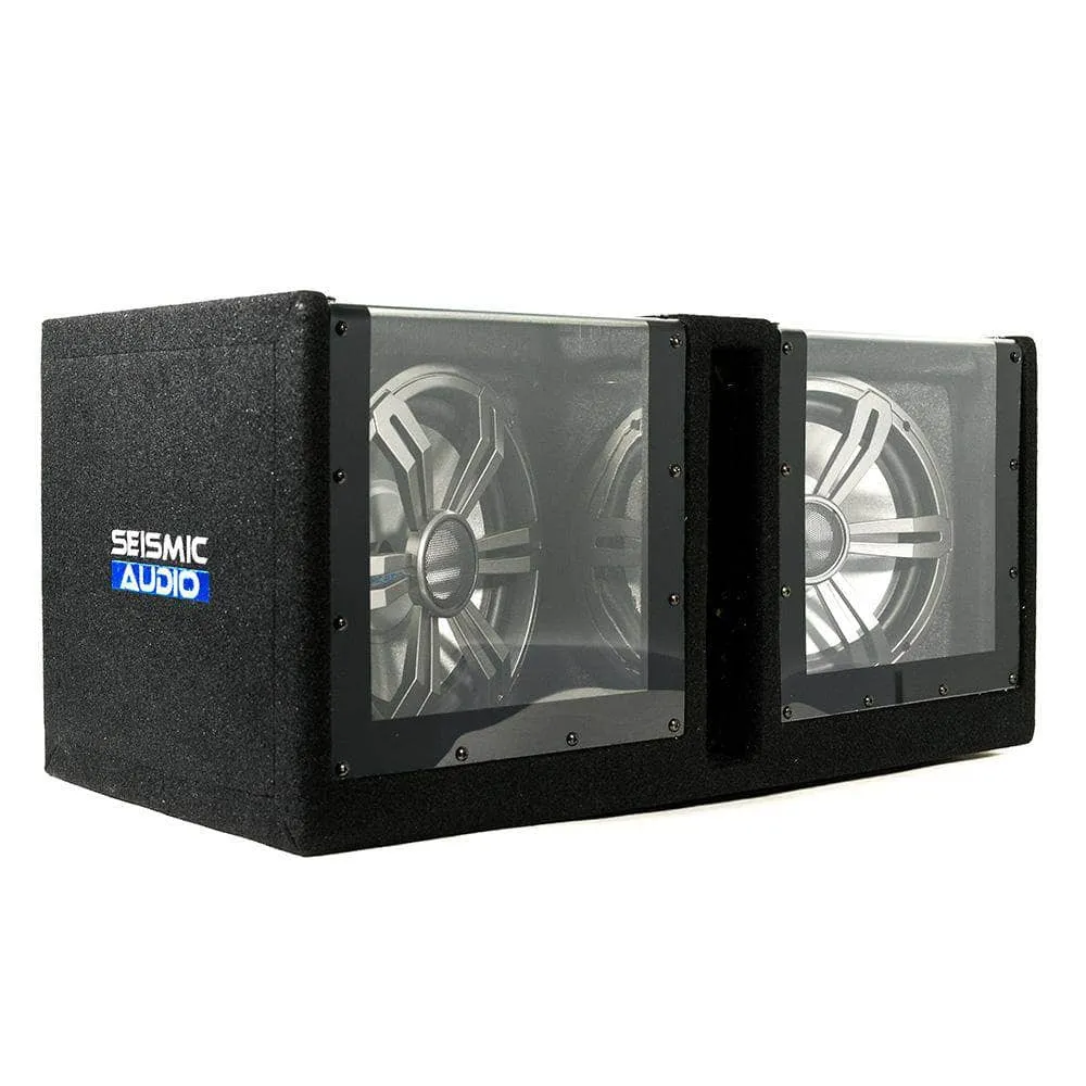 SA-PGSV10LED - Dual 10 Inch Vented 1000 Watt Car Audio Subwoofer Box with LED Lights & Plexiglass Window