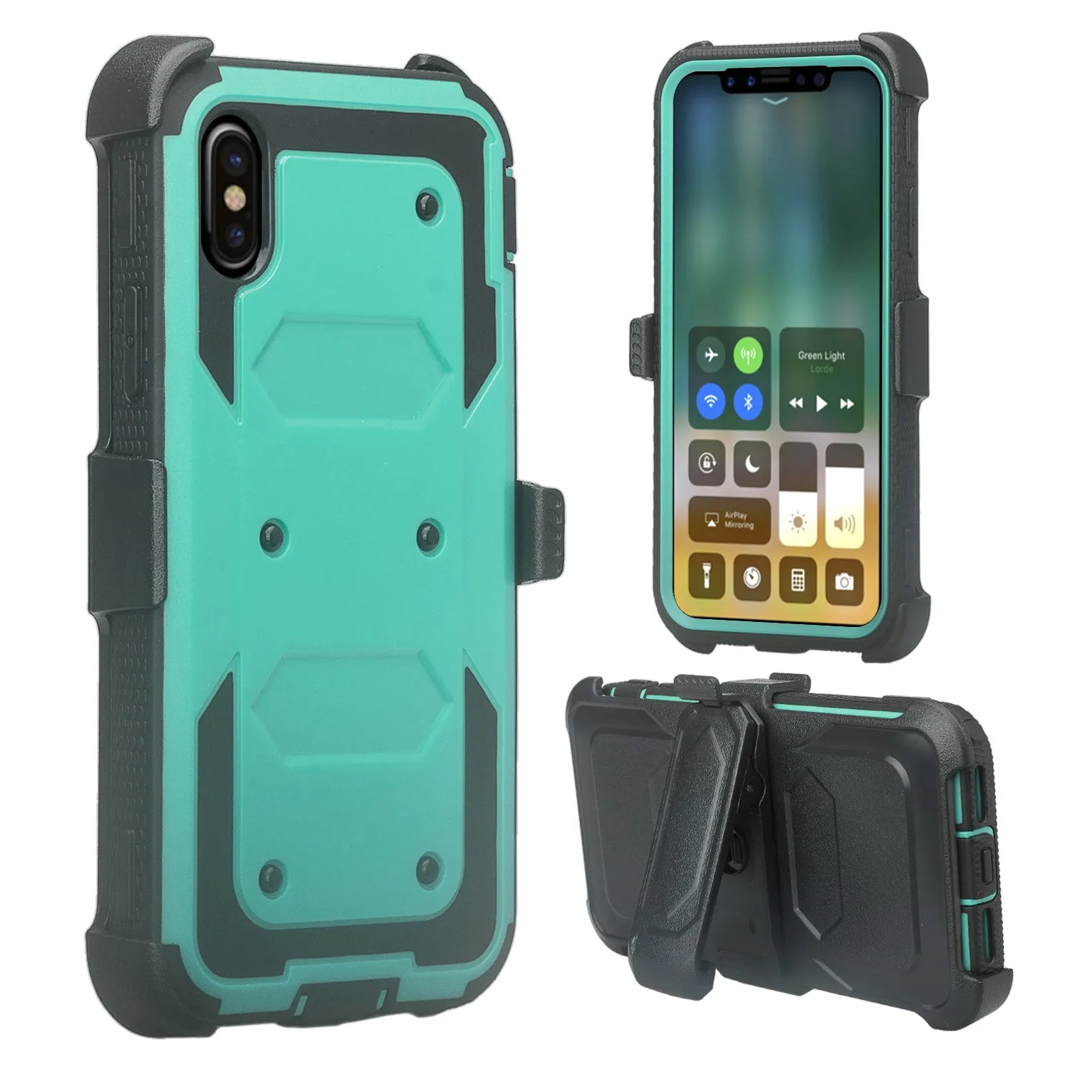 Samsung Galaxy A01 Case, Galaxy A01 Case,  Triple Protection 3-1 w/ Built in Screen Protector Heavy Duty Holster Shell Combo Case - Teal