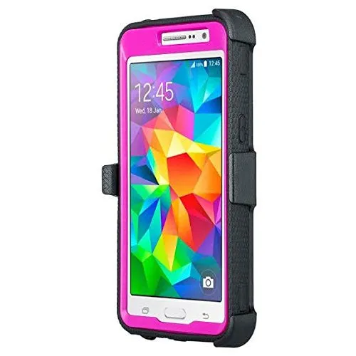 Samsung Galaxy J3 Case, J3V Case | Express Prime Case | Galaxy Sky Case | Amp Prime Case | Galaxy Sol Heavy Duty Holster Shell Combo Case - PR/BLK