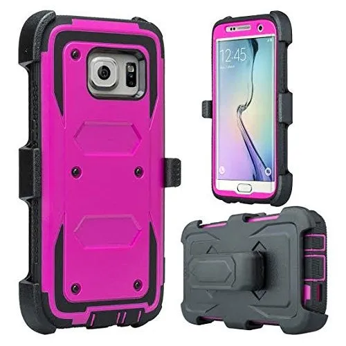 Samsung Galaxy S7 Case, Heavy Duty Hybrid Rotating Swivel Locking Holster Case for Galaxy S7 - Purple